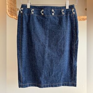 Escada Dark Blue Denim Pencil Skirt studs